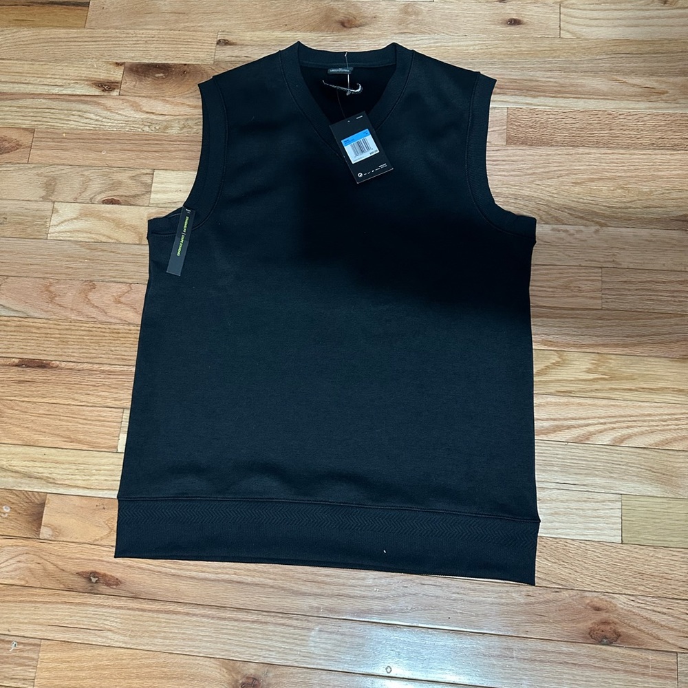 Nike Golf Dri-Fit Pull Over V-Neck Sweater Vest Black Mens Medium  AV5225-010